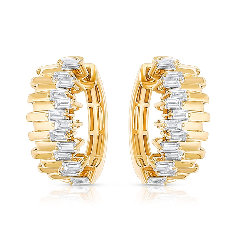 Gold & Diamond Parallel Hoop Earrings - Brilat