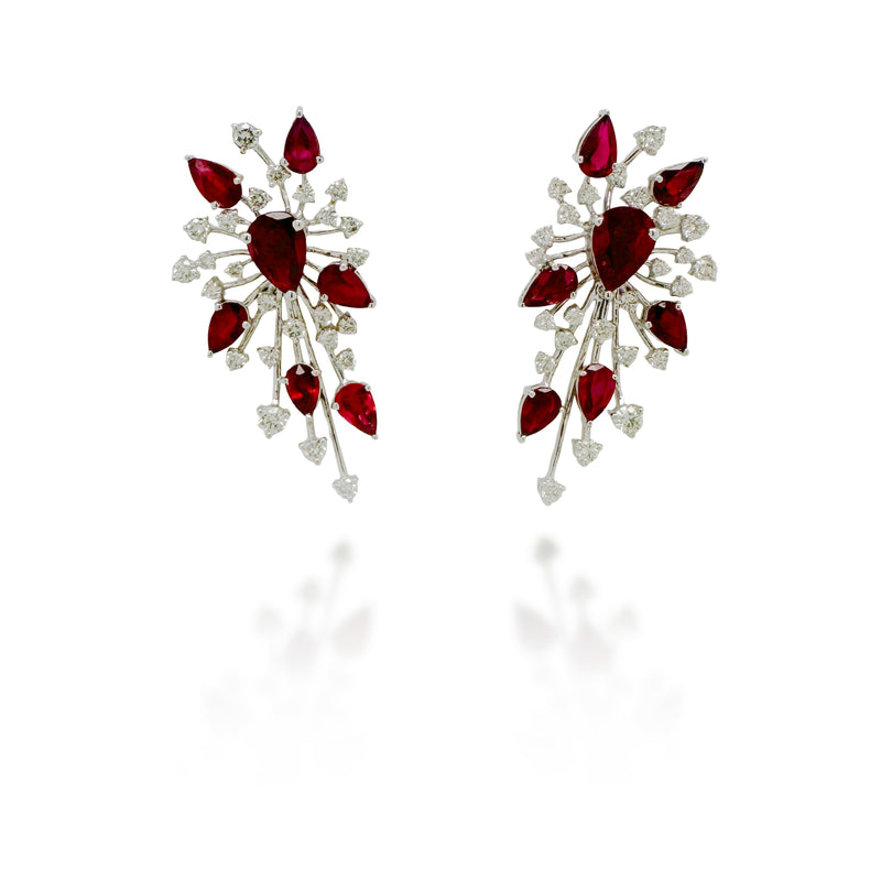 Ruby and Diamond Spark Earrings