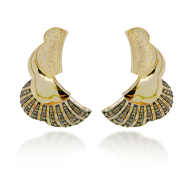 Celestial Gold and Diamond Wing Earrings