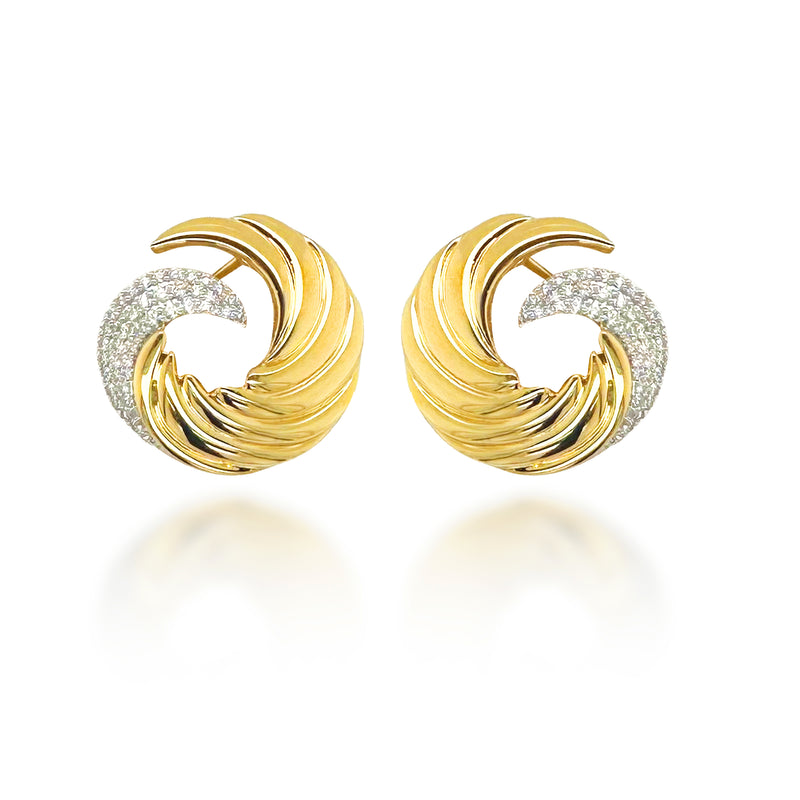 Celestial Gold Diamond Spiral Earrings