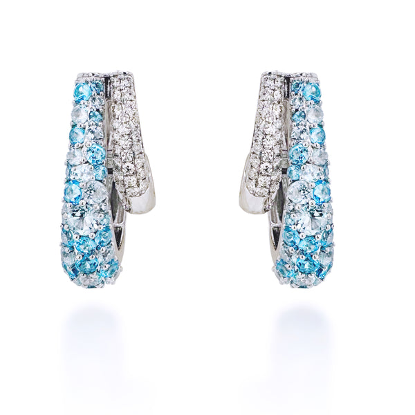 White Gold Diamond Blue Dew Earrings