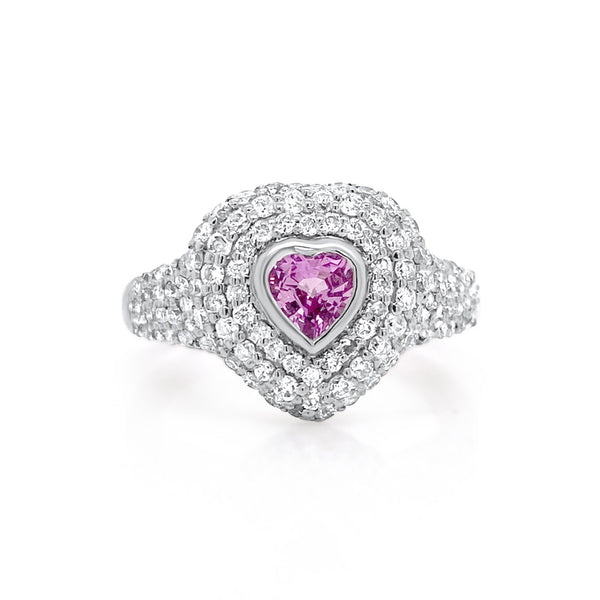 Pink Sapphire Heart Pinky Ring