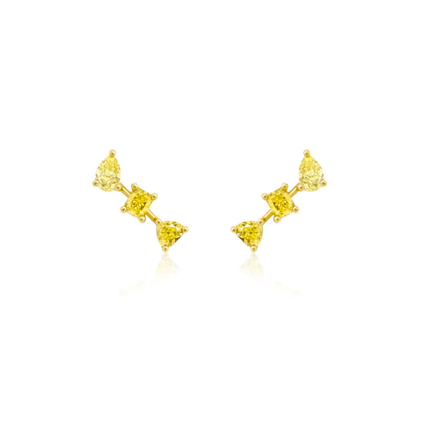 Yellow Diamond climber earrings - Brilat