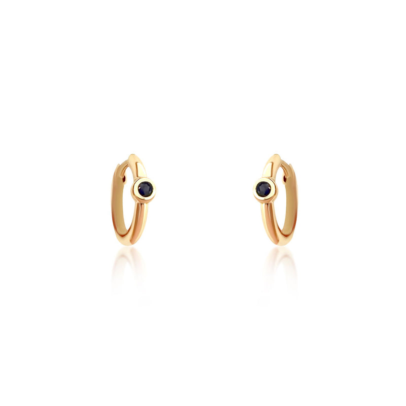 Girls Gold & Sapphire Huggie earrings - Brilat