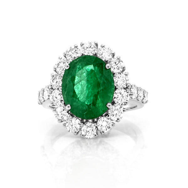 Oval Emerald & Diamond Cocktail Ring - Brilat
