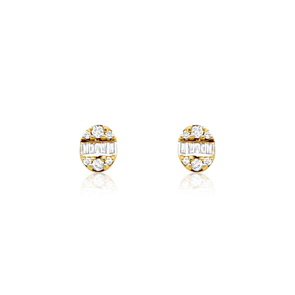 Oval Diamond Baguette Stud Earrings - Brilat