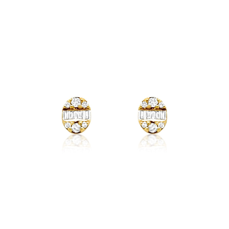 Oval Diamond Baguette Stud Earrings - Brilat