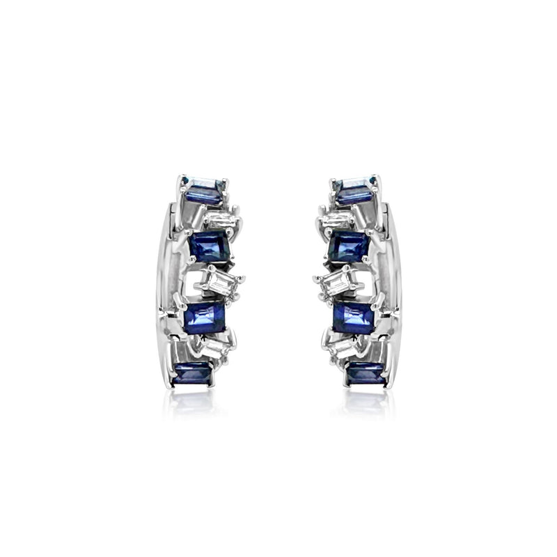 Sapphire puzzle Huggie earrings - Brilat