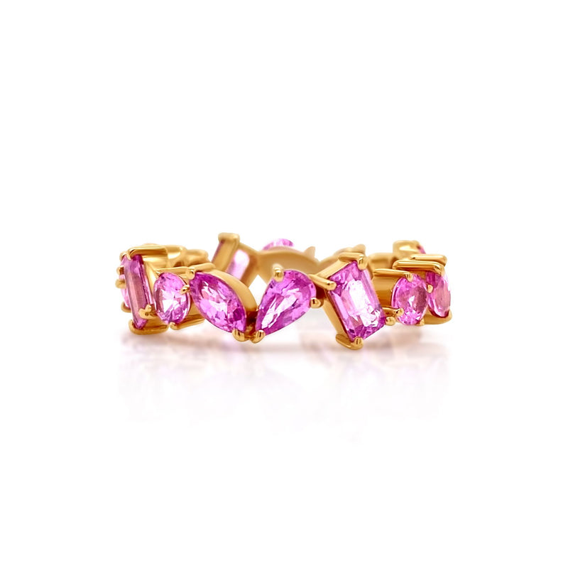 Pink Sapphire Multishaped Eternity Band