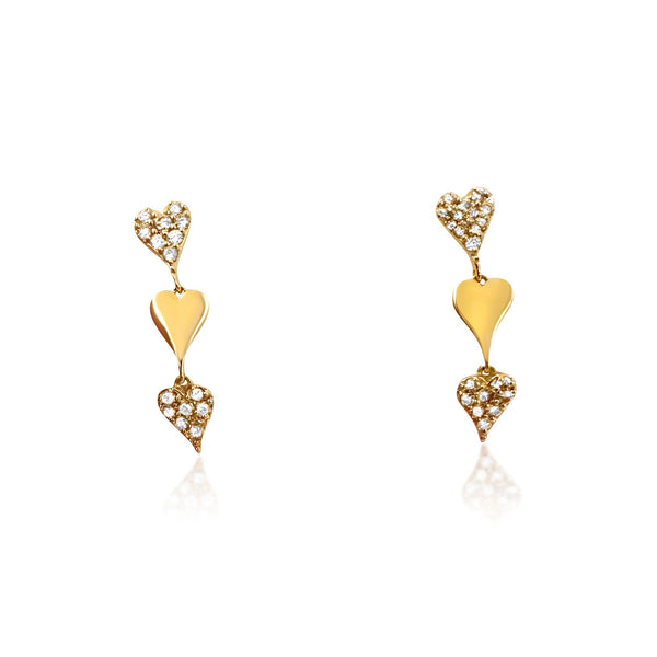 Girls Diamond Heart Hanging Earrings - Brilat