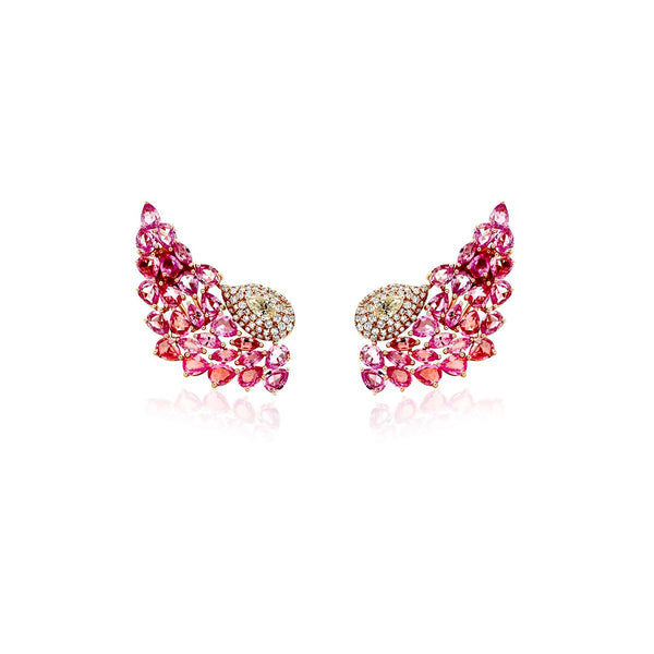 Pink Sapphire Statement climber earrings - Brilat