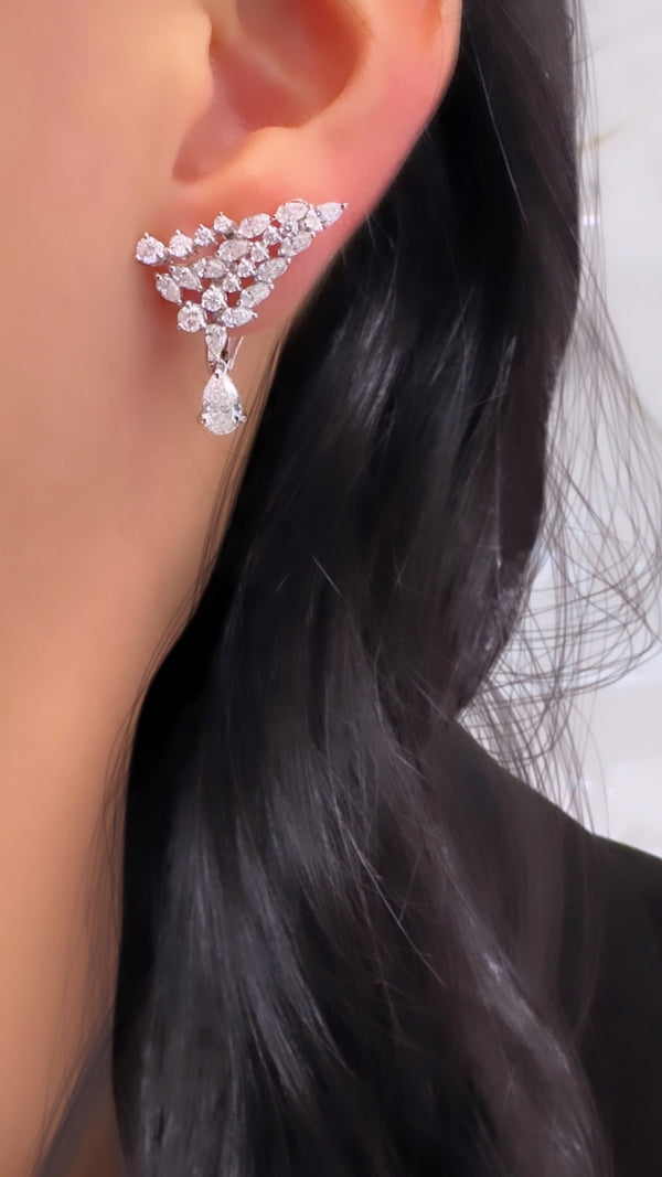 Multishape Diamond Climber Cluster Earrings - Brilat