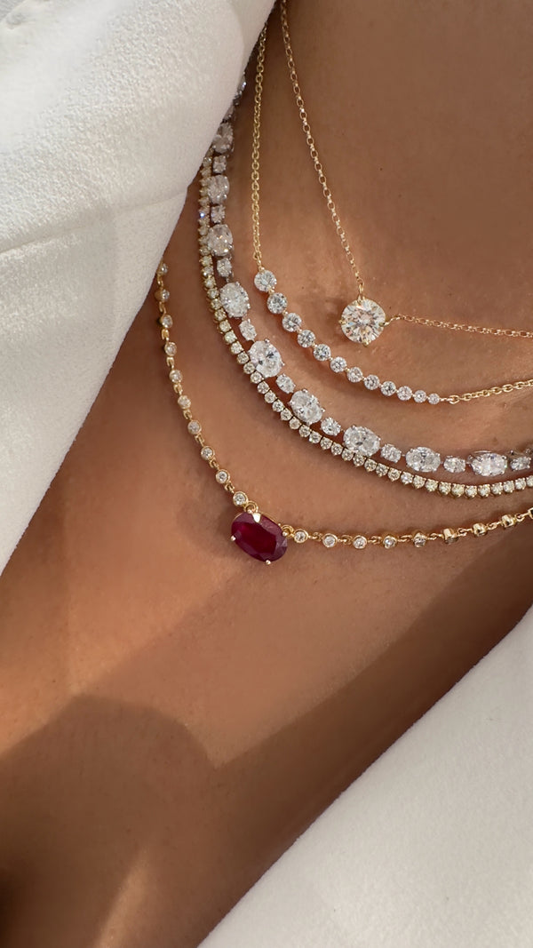 Ruby & Diamond Chain Necklace - Brilat