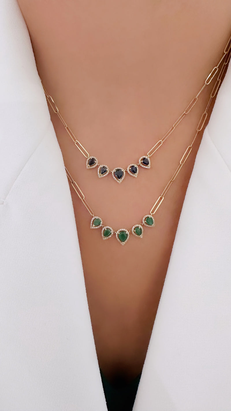 Emerald Paperclip Necklace - Brilat