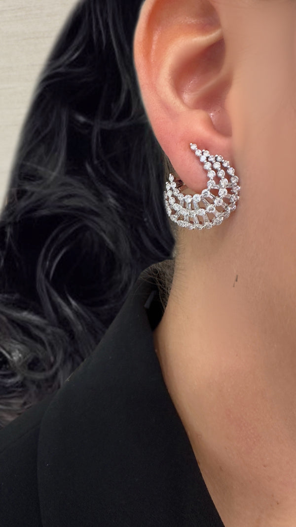 Inside Out Diamond & Baguette Earrings - Brilat