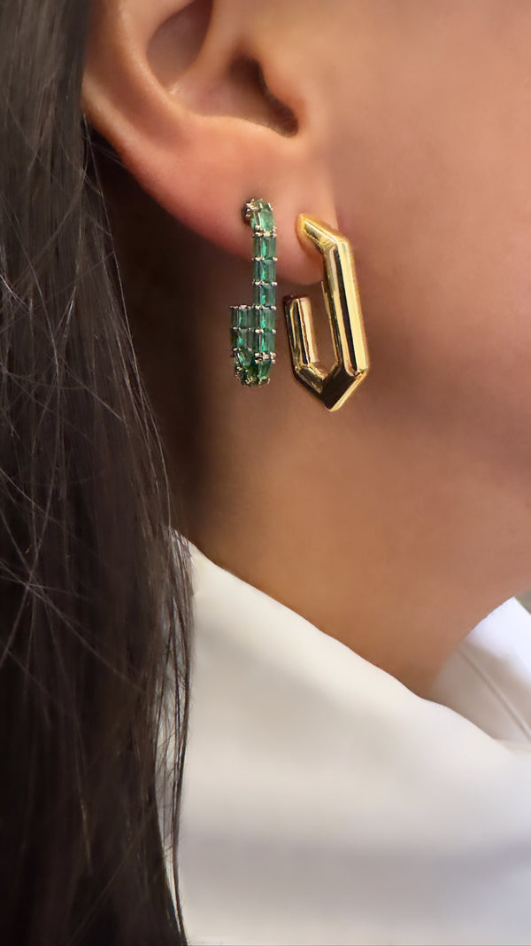 Tsavorite Link Hoop Earrings - Brilat