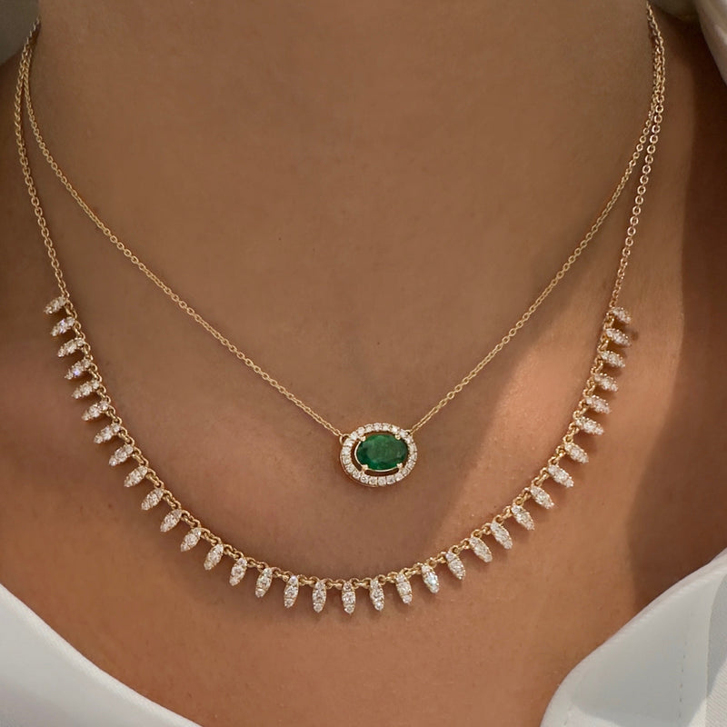 Ruby & Diamond Halo Necklace