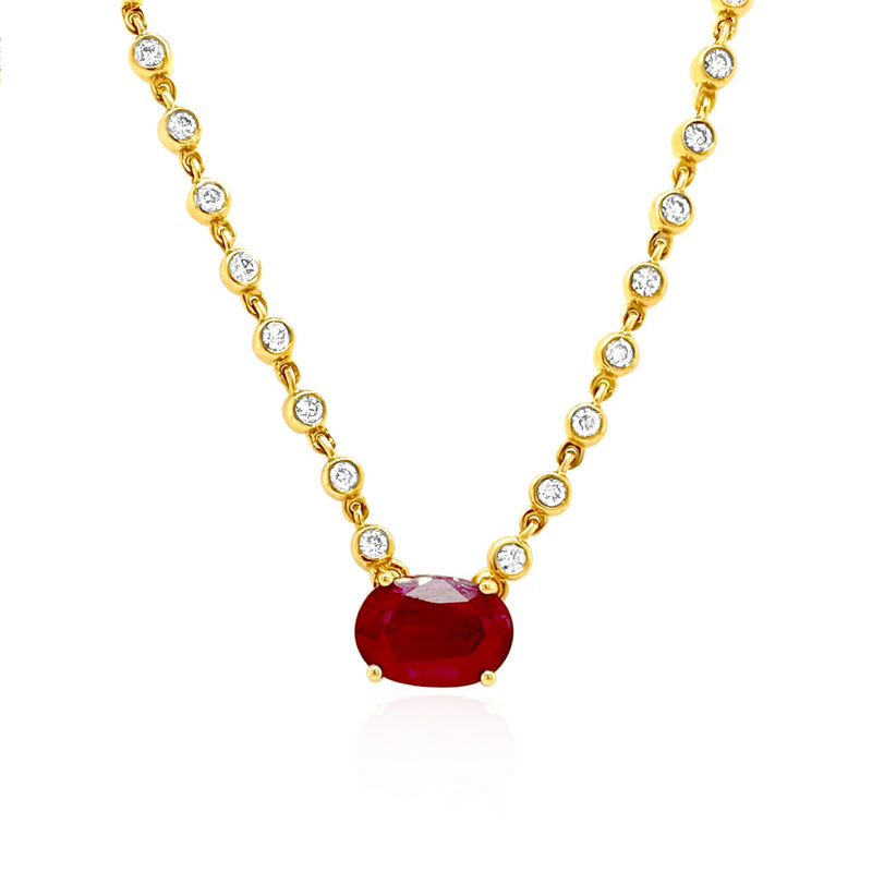 Ruby & Diamond Chain Necklace - Brilat