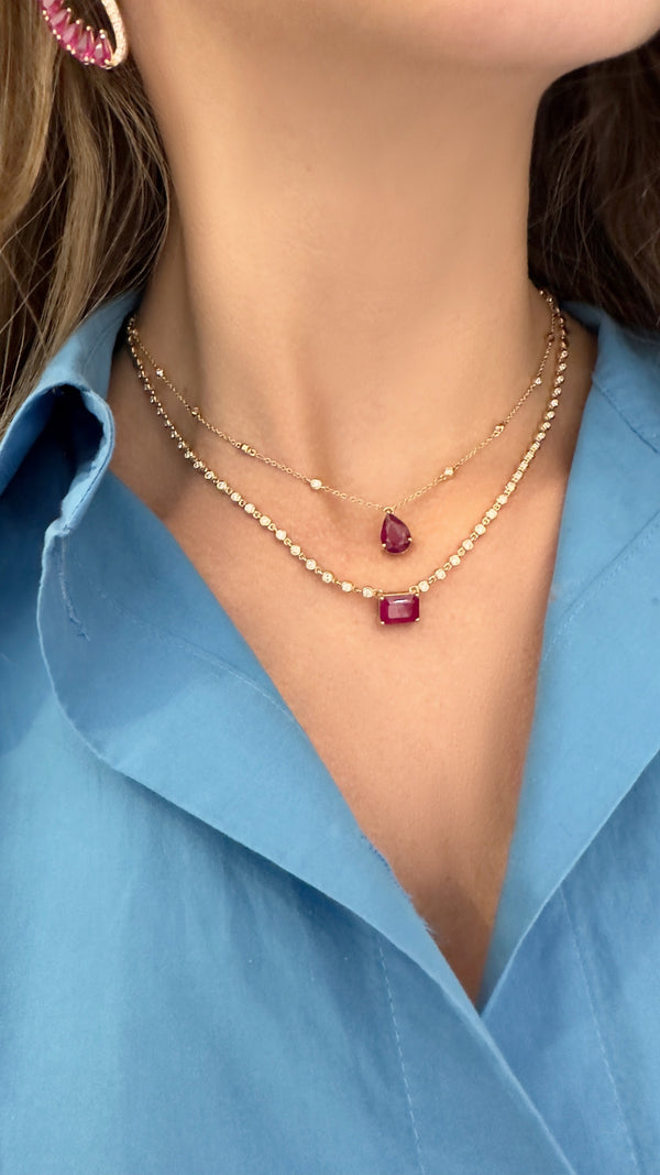 Ruby & Diamond drop necklace - Brilat