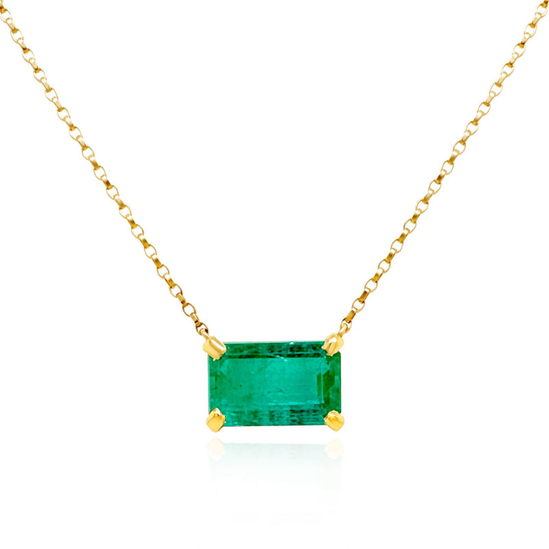 Classic Important Emerald Solitaire Necklace - Brilat