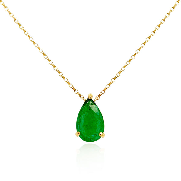 Important Emerald Pear Shape Solitaire Necklace - Brilat