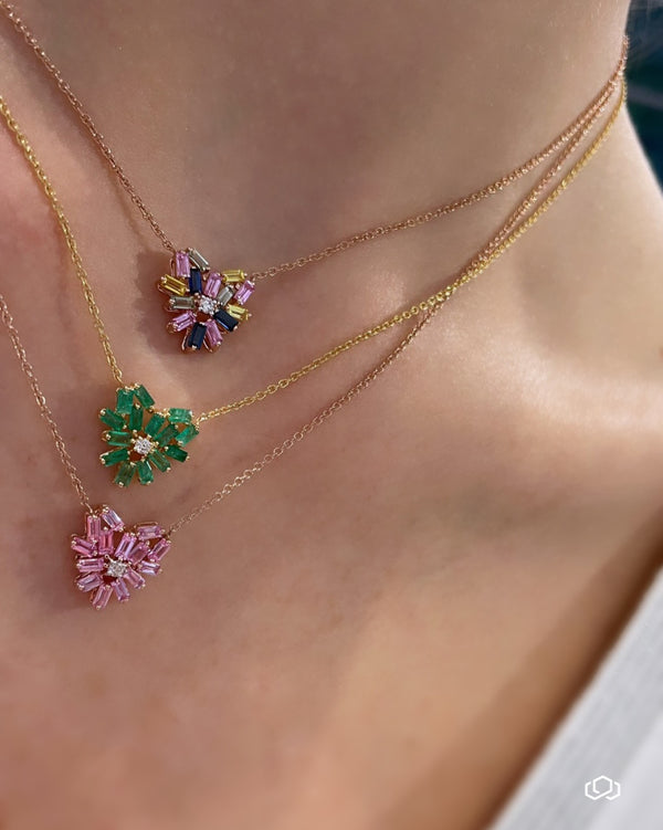 Pink Sapphire Puzzle Heart Necklace - Brilat