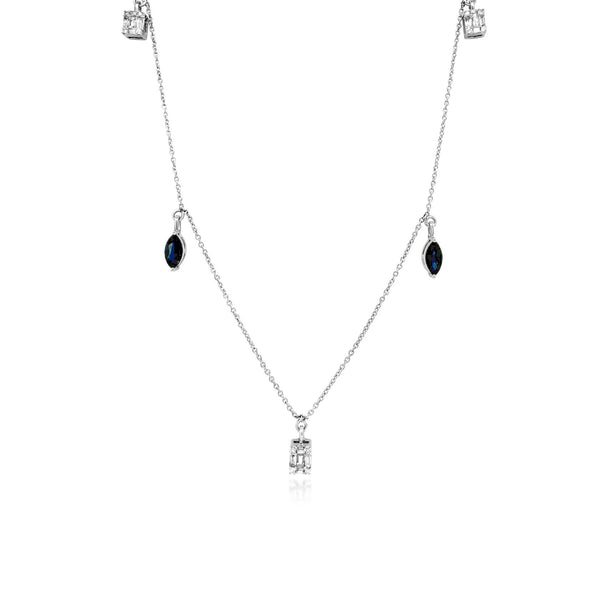 Sapphire & Diamond Dangle Necklace - Brilat