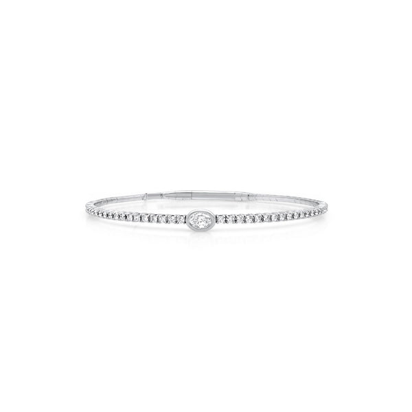 Oval bezel Flex Bangle in white gold