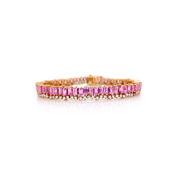 Pink Sapphire & Diamond Piano Bracelet