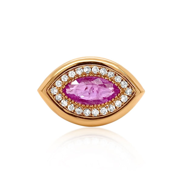 Pink Sapphire Marquise Statement Ring