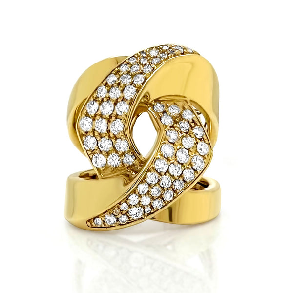 Intertwined Diamond Cocktail Ring in Yellow Gold