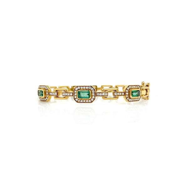 Emerald & Diamond Link Bangle