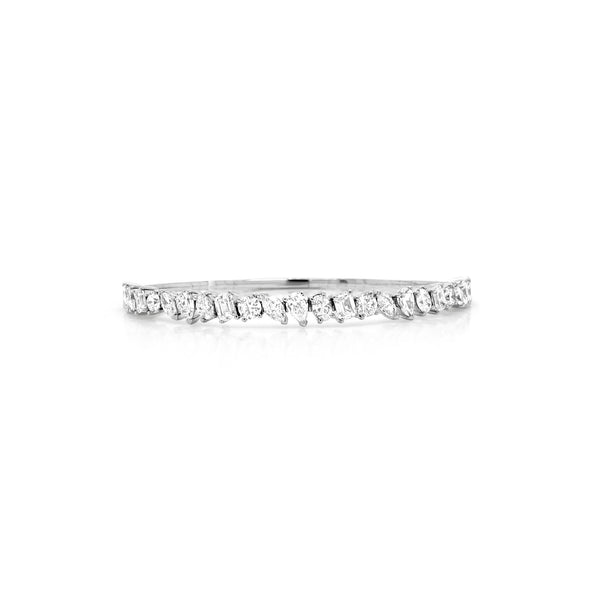 Multishaped Diamond Flex Bangle in White Gold - Brilat