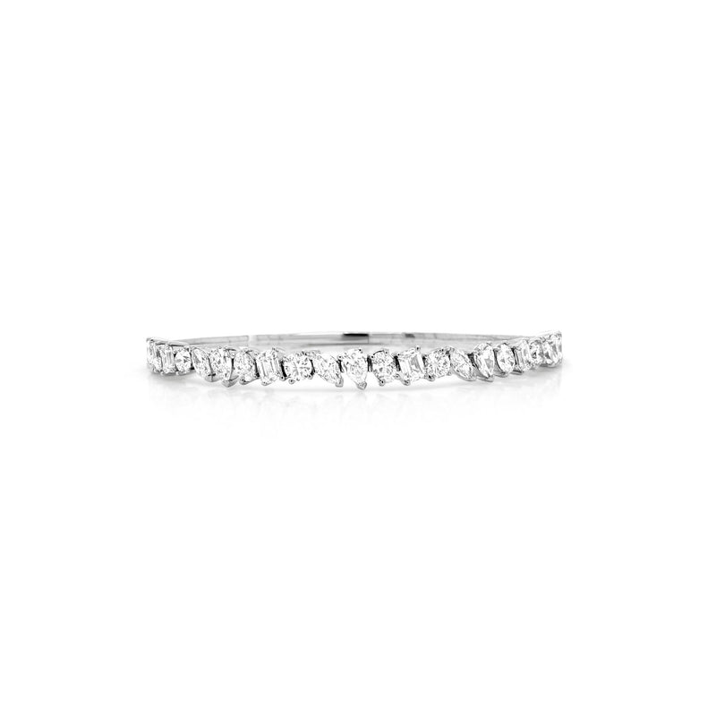 Multishaped Diamond Flex Bangle in White Gold - Brilat