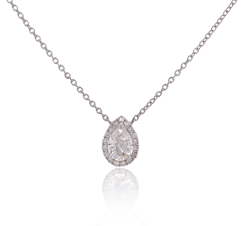 Eternal Drop White Gold & Diamond Necklace - Brilat