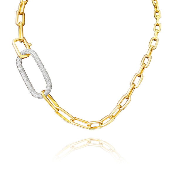 Oversize Diamond & Gold Link Necklace - Brilat