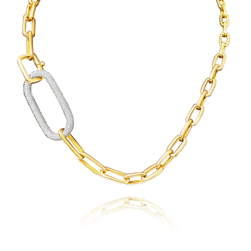 Oversize Diamond & Gold Link Necklace - Brilat