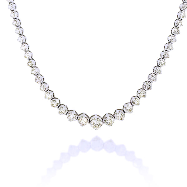 Graduated Diamond Tennis Necklace Half Way