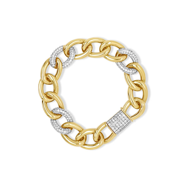 Gold & Diamond Bold Link Bracelet - Brilat