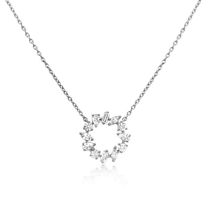 Petite Multishaped Diamond Circle of Life in white gold - Brilat