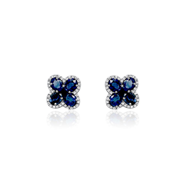 Sapphire & Diamond Clover Earrings