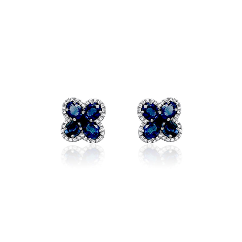 Sapphire & Diamond Clover Earrings