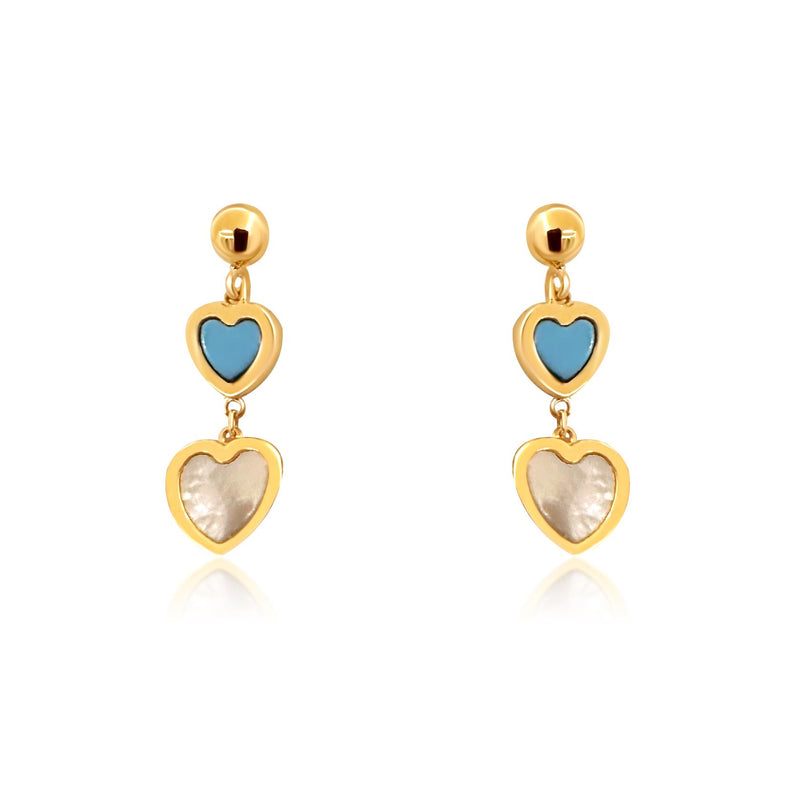 Girls Turquoise Heart Earrings - Brilat