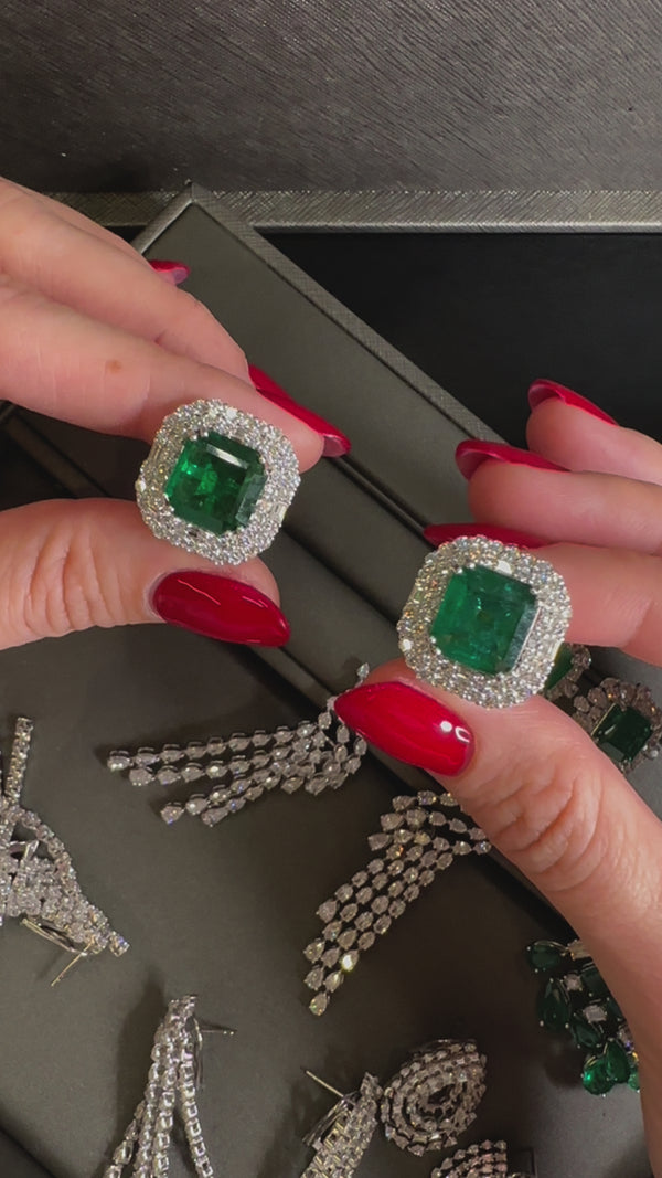 Important Emerald & Diamond Earrings