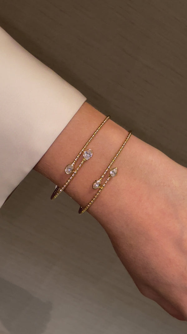 Two Stone oval Flex bangle bracelet