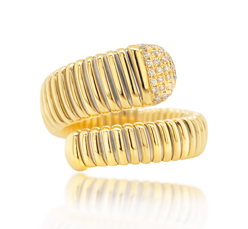 Embrace Trace Yellow Gold & Diamond Ring - Brilat