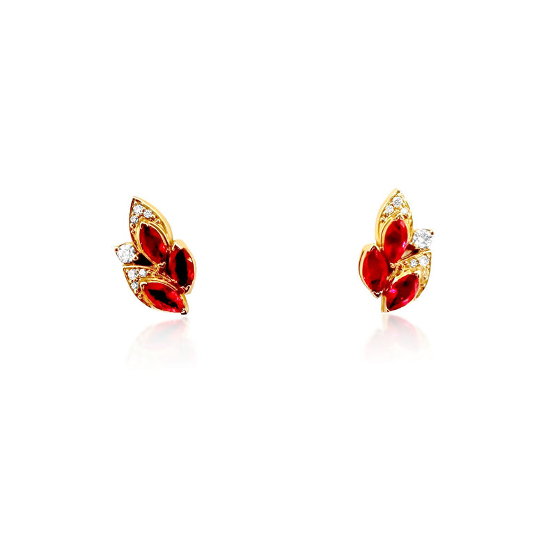 Ruby Leaf Earrings - Brilat