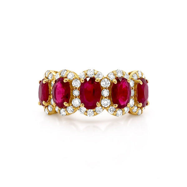 Ruby & Diamond half band ring