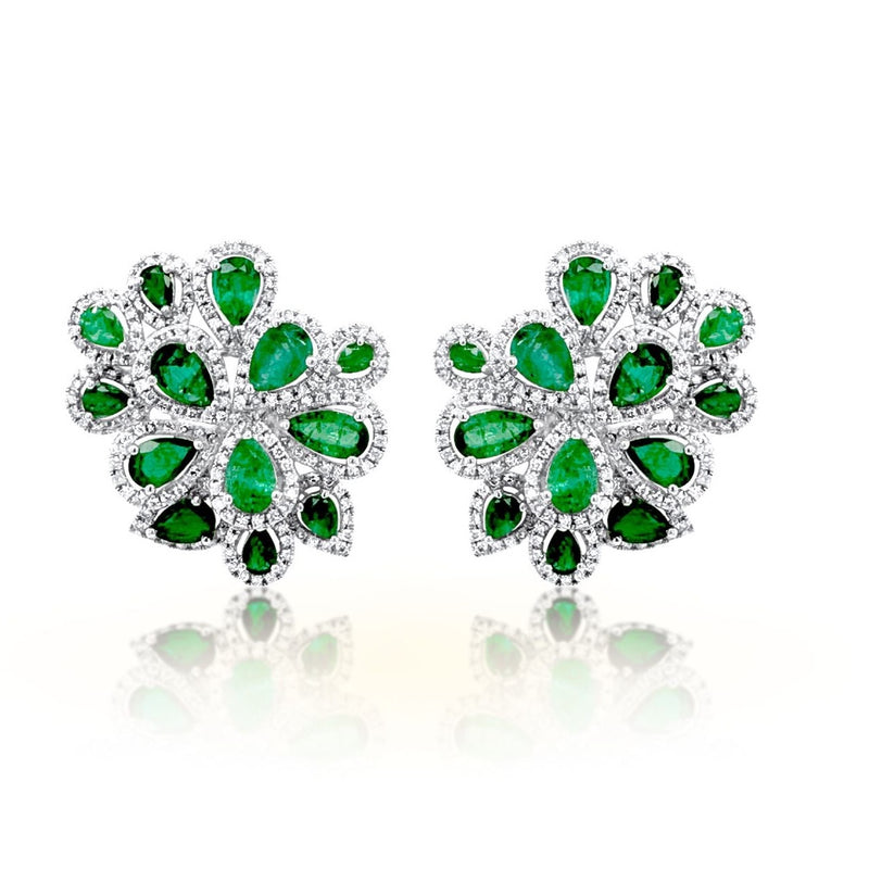Important Emerald Cluster Earrings - Brilat