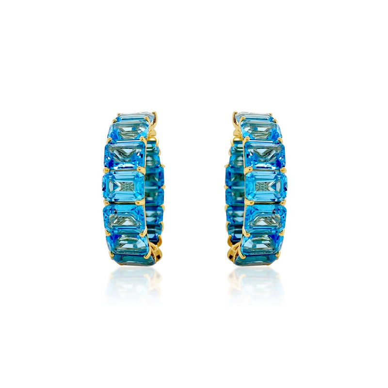 Blue Topaz Hoop Earrings